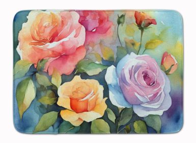 Roses in Watercolor Memory Foam Kitchen Mat Machine Washable Anti-Fatigue Mat Cushion Comfort Bath Mat or Kitchen Rug
