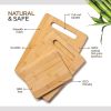 3-Piece Bamboo Cutting Board Set - Wood Cutting Boards for Kitchen, Chopping Meat, Vegetables, Fruits & Cheese - Reversible